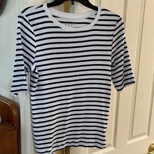 LOFT Navy and White Striped Tee